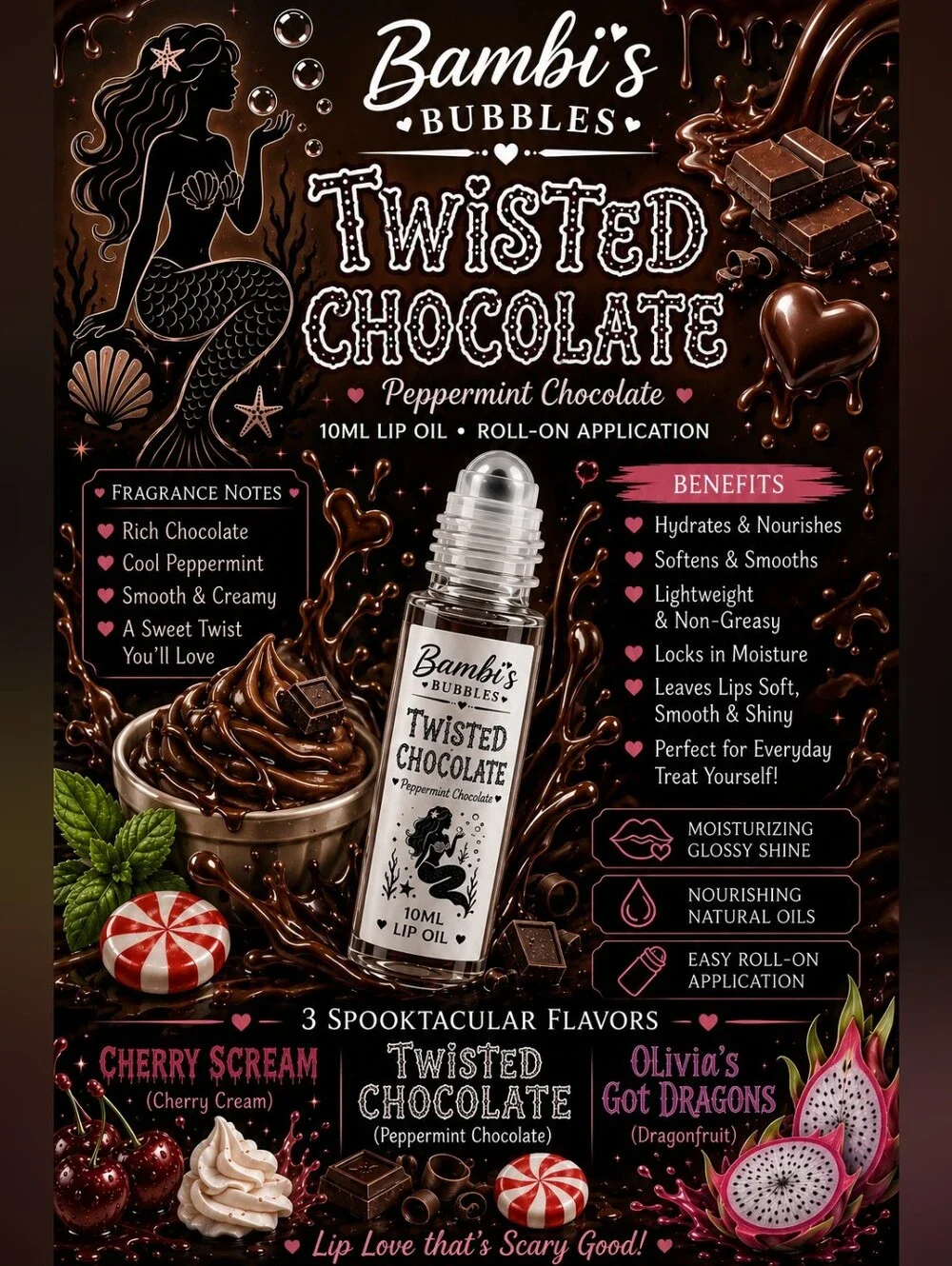 NEW Flavors! Hand Crafted Lip Oil 10ml Roll On Assorted Flavors